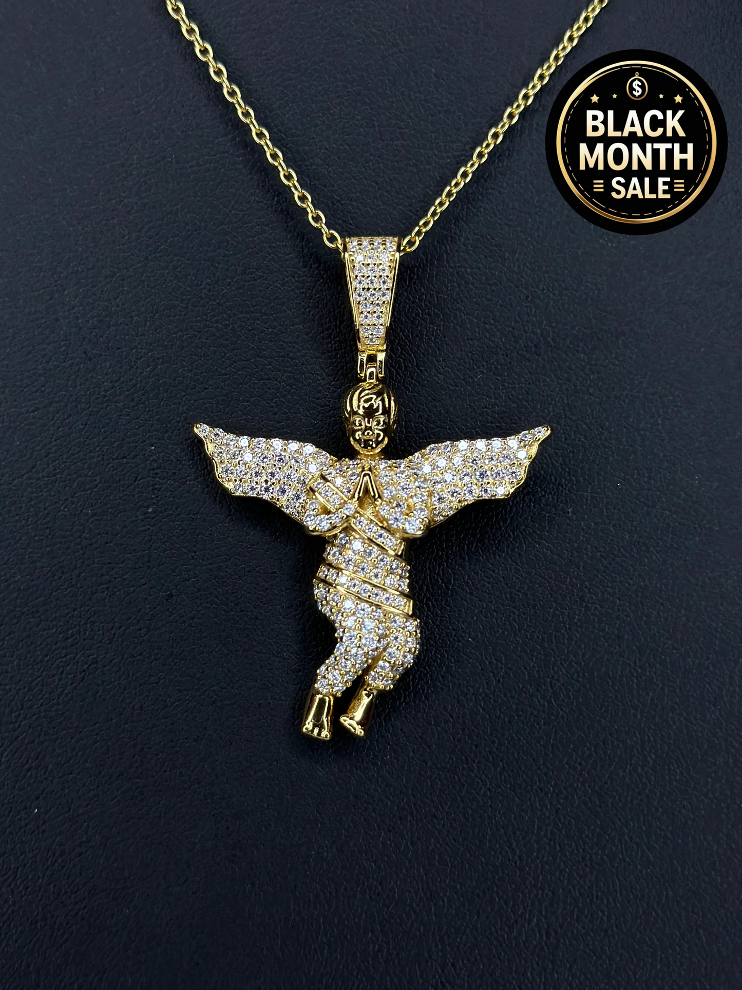 Angel Pendant with VVS1 Moissanite Stones + Chain