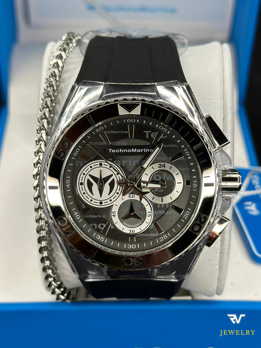 TechnoMarine Cruise California Silver With Black Dial 45mm (Hombre)