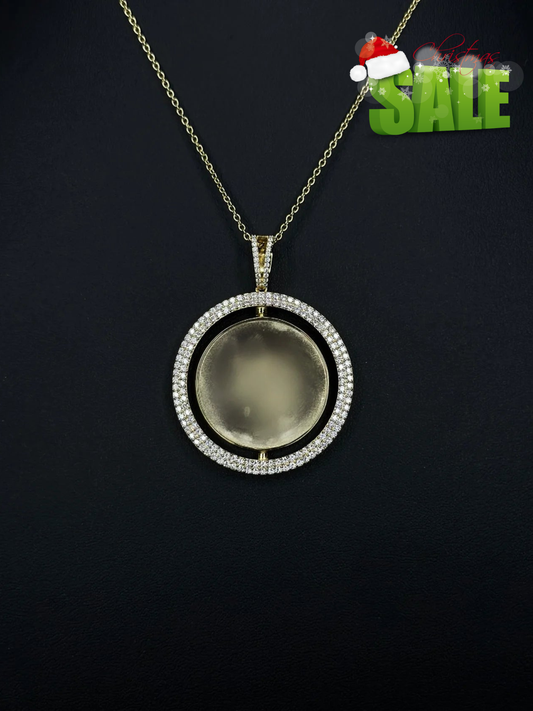 VVS1 Moissanite Double Photo Pendant + Chain