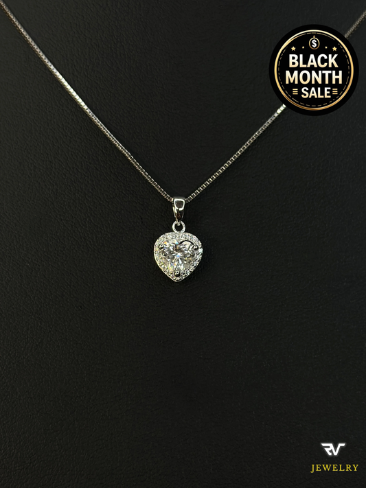 Cadena De Corazón VVS1 Moissanite Plateada