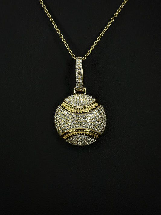 Pendant de Pelota VVS1 Moissanite + Cadena