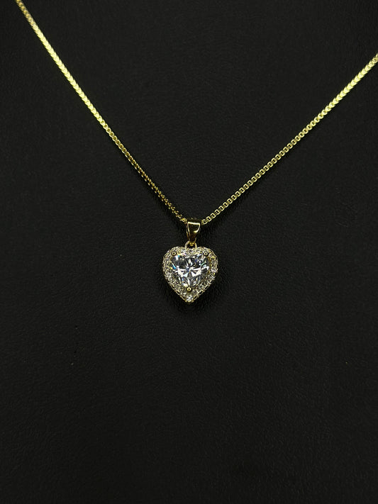 Cadena De Corazón VVS1 Moissanite Dorada