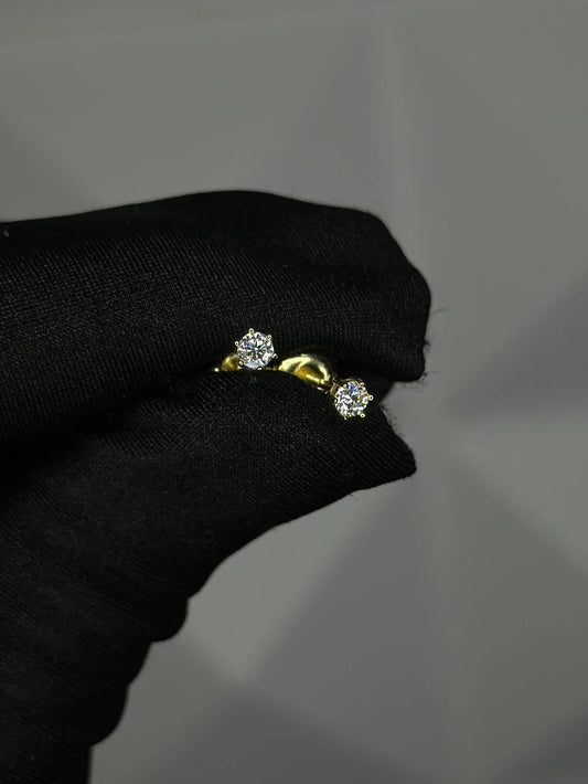 Pantalla De Diamante 6 Prong 3mm Set VVS1 Moissanite Dorada