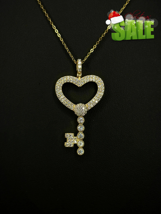 Llave de Corazón VVS1 Moissanite Pendant + Cadena