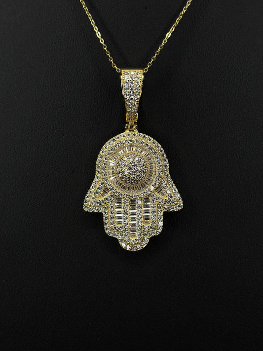 Hamsa Pendant VVS1 Moissanite + Cadena