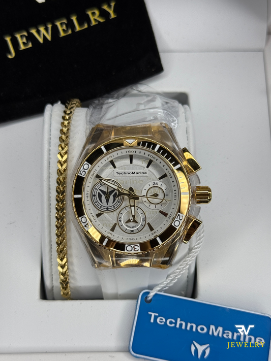 TechnoMarine Cruise California Gold With White Strap 40mm (Mujer)