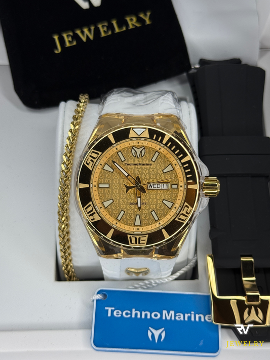 TechnoMarine Cruise Monogram Gold 46mm (Hombre)