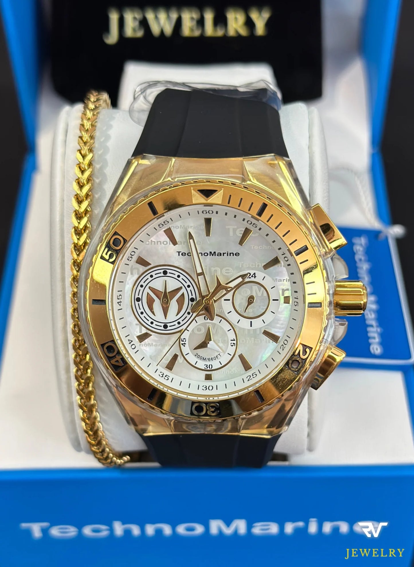 Set de Pareja TechnoMarine Cruise California Gold With Black Strap 46mm & 40mm