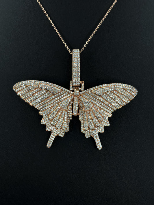 Rose Gold Butterfly Pendant + Cadena