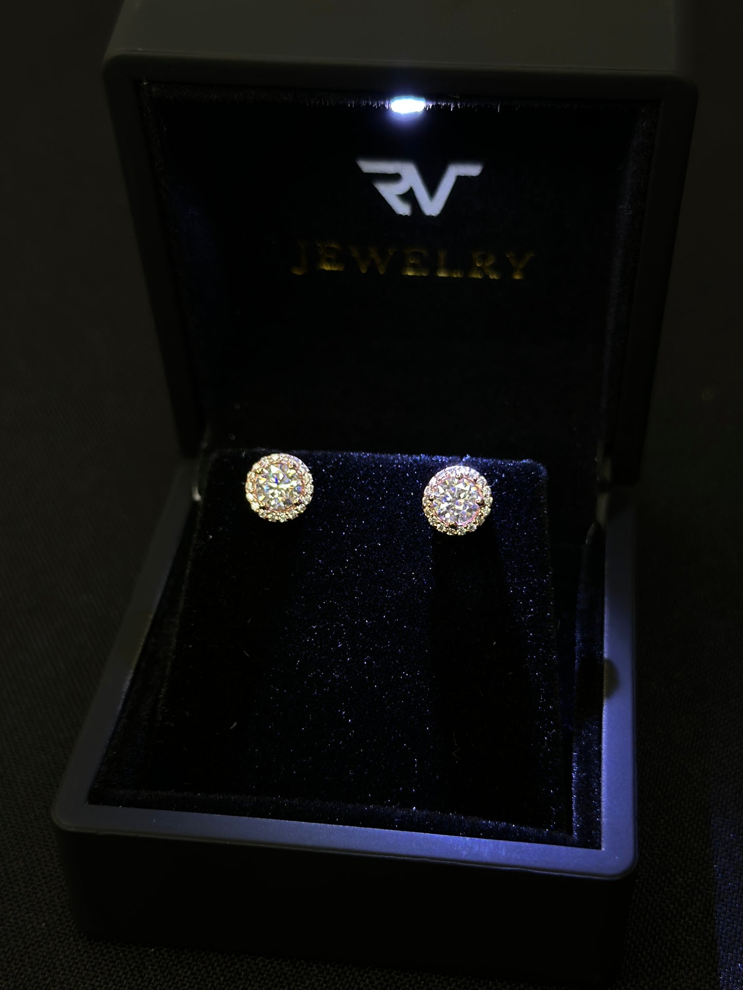 Pantalla Circular Moissanite Rose Gold