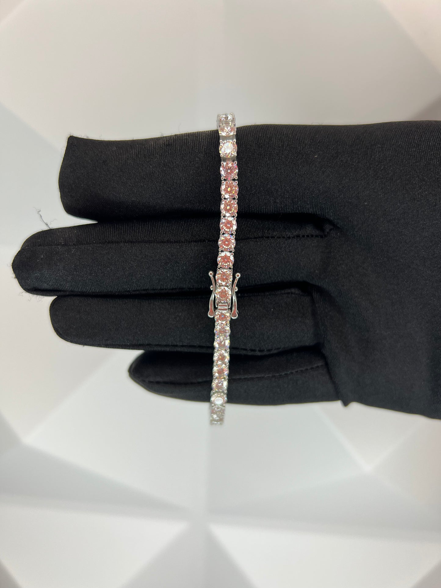 Silver Tennis Bracelet Moissanite 4mm