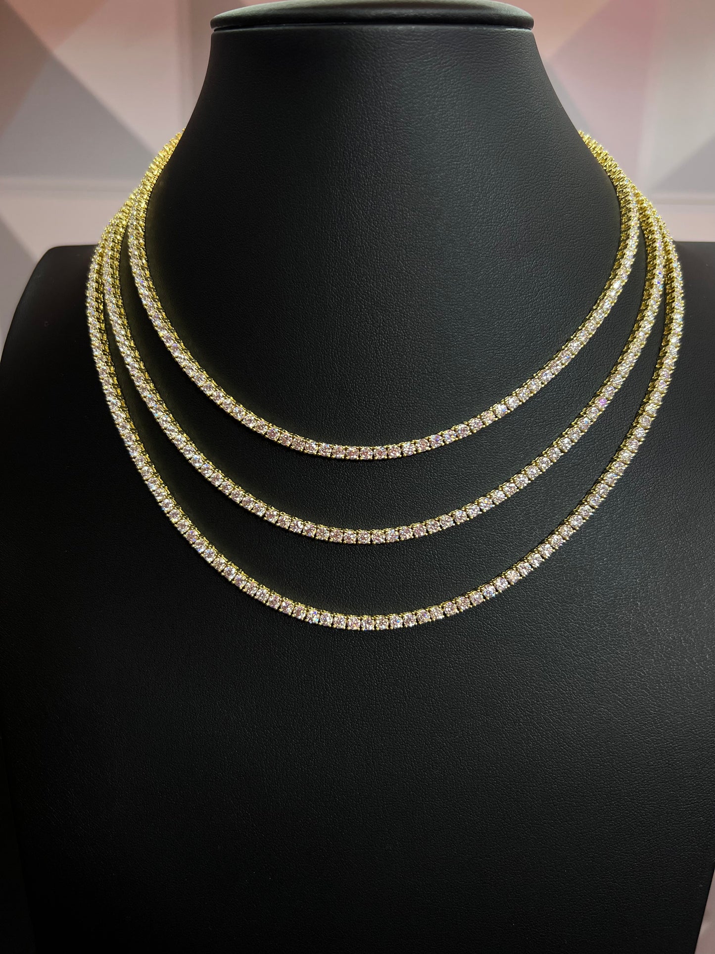 Gold Tennis Chain Moissanite 3mm