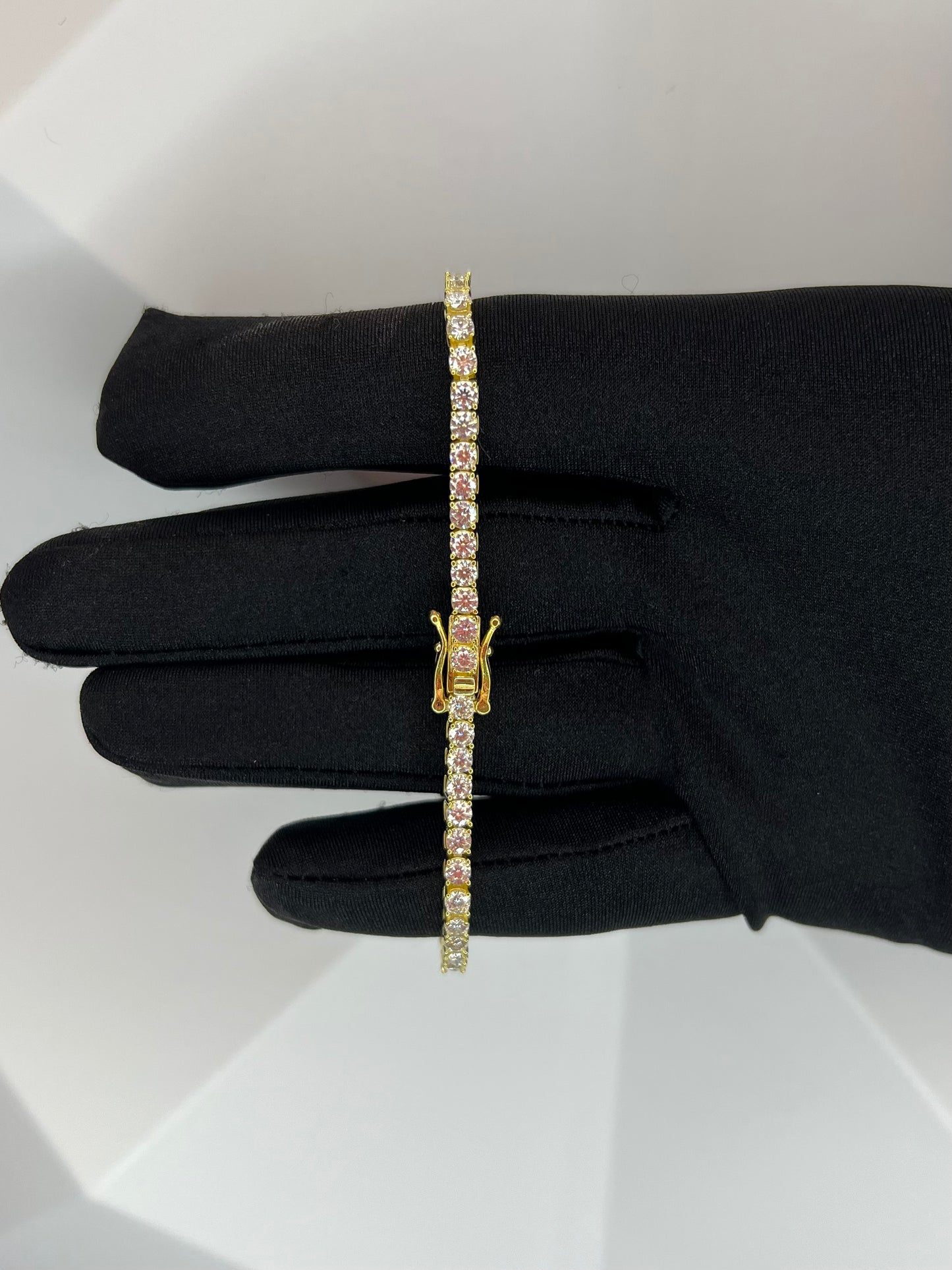 Gold Tennis Bracelet Moissanite 3mm