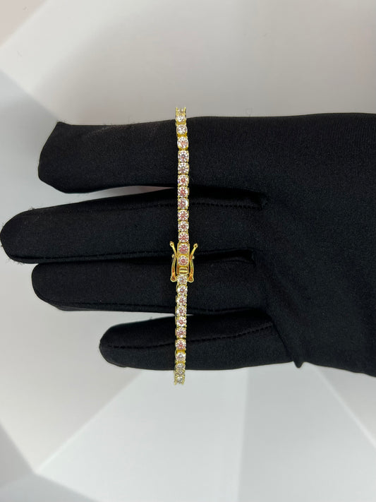 Gold Tennis Bracelet VVS1 Moissanite 3mm