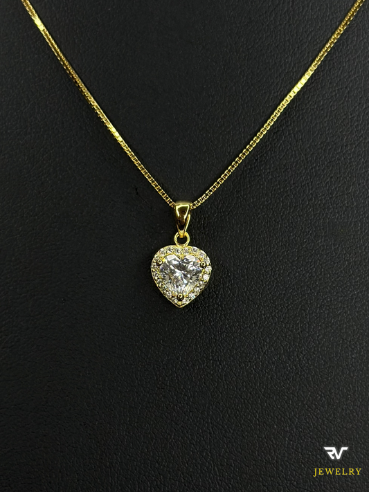 Cadena De Corazón VVS1 Moissanite Dorada