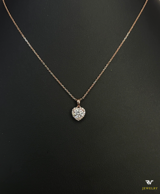 Cadena De Corazón Rose Gold VVS1 Moissanite