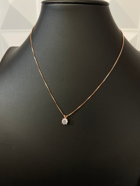 Cadena Rose Gold Con Pendant Moissanite