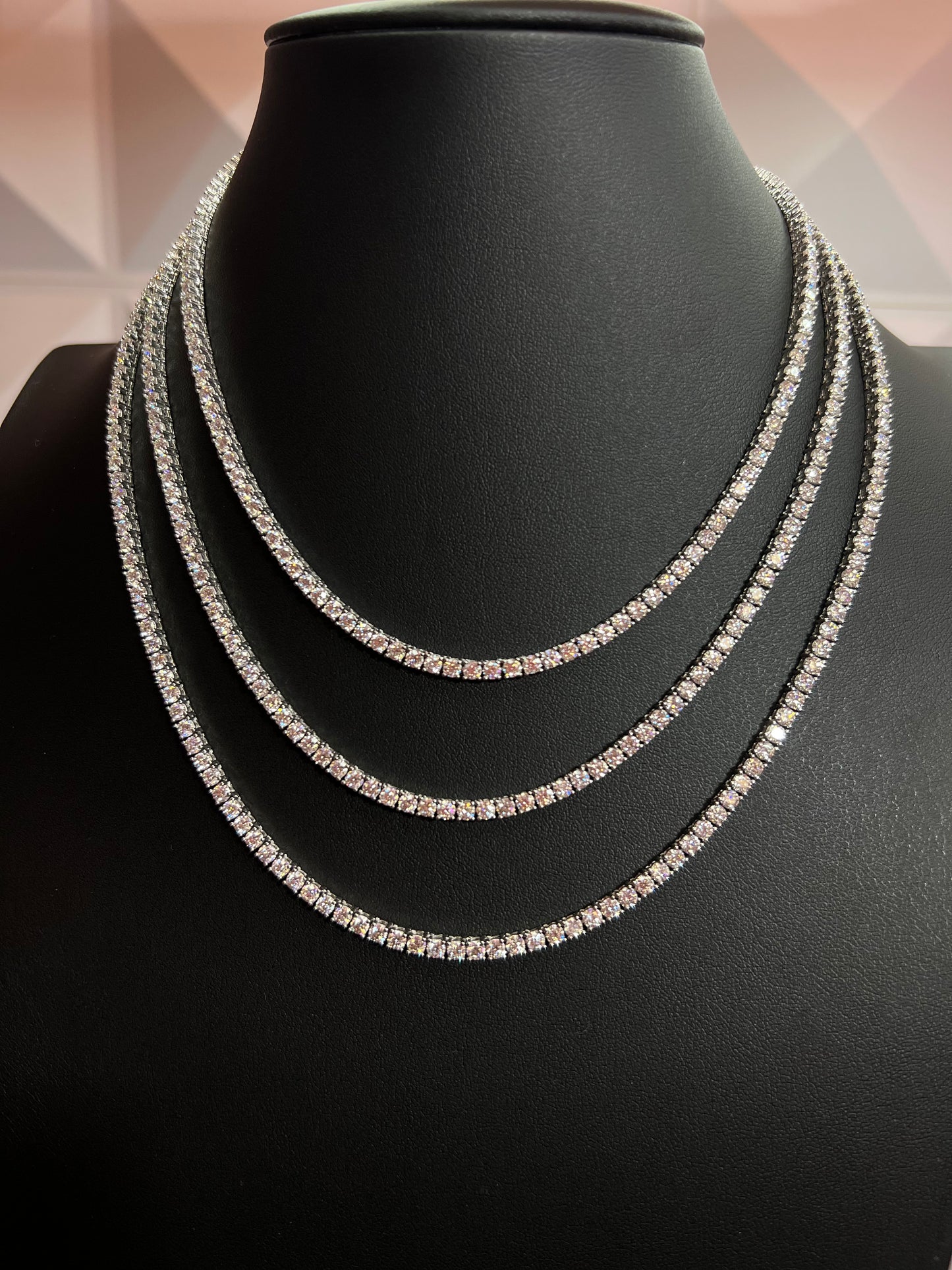 Silver Tennis Chain Moissanite 3mm