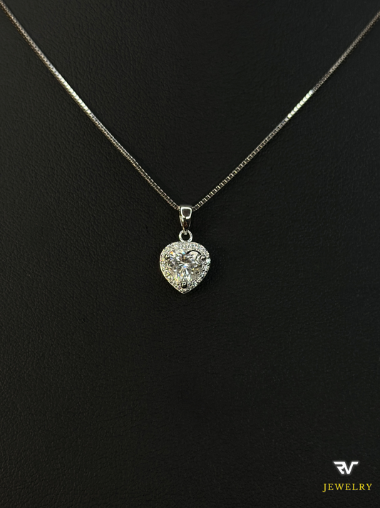 Cadena De Corazón VVS1 Moissanite Plateada