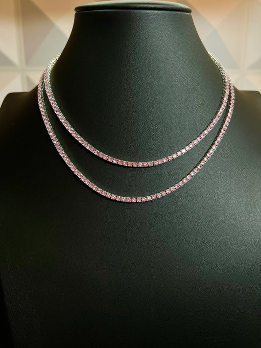 Tennis Chain Pink Silver 3mm