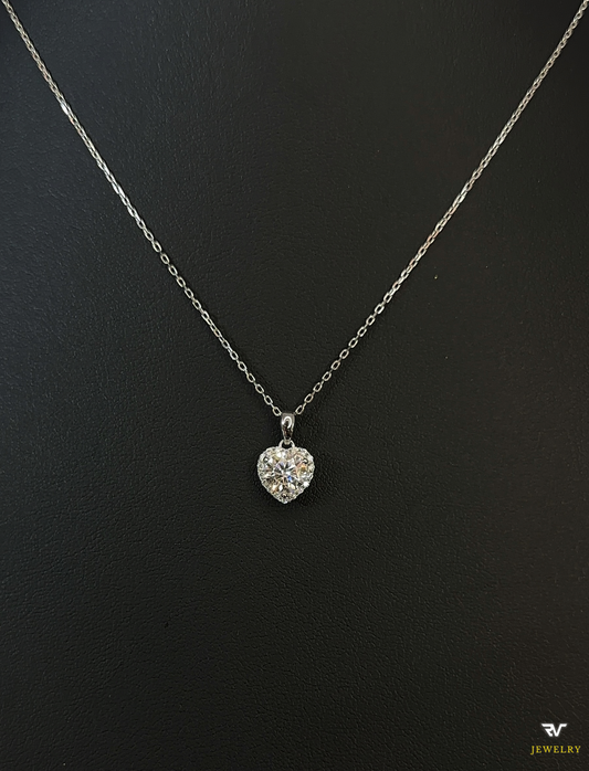 Cadena De Corazón Plateada VVS1 Moissanite